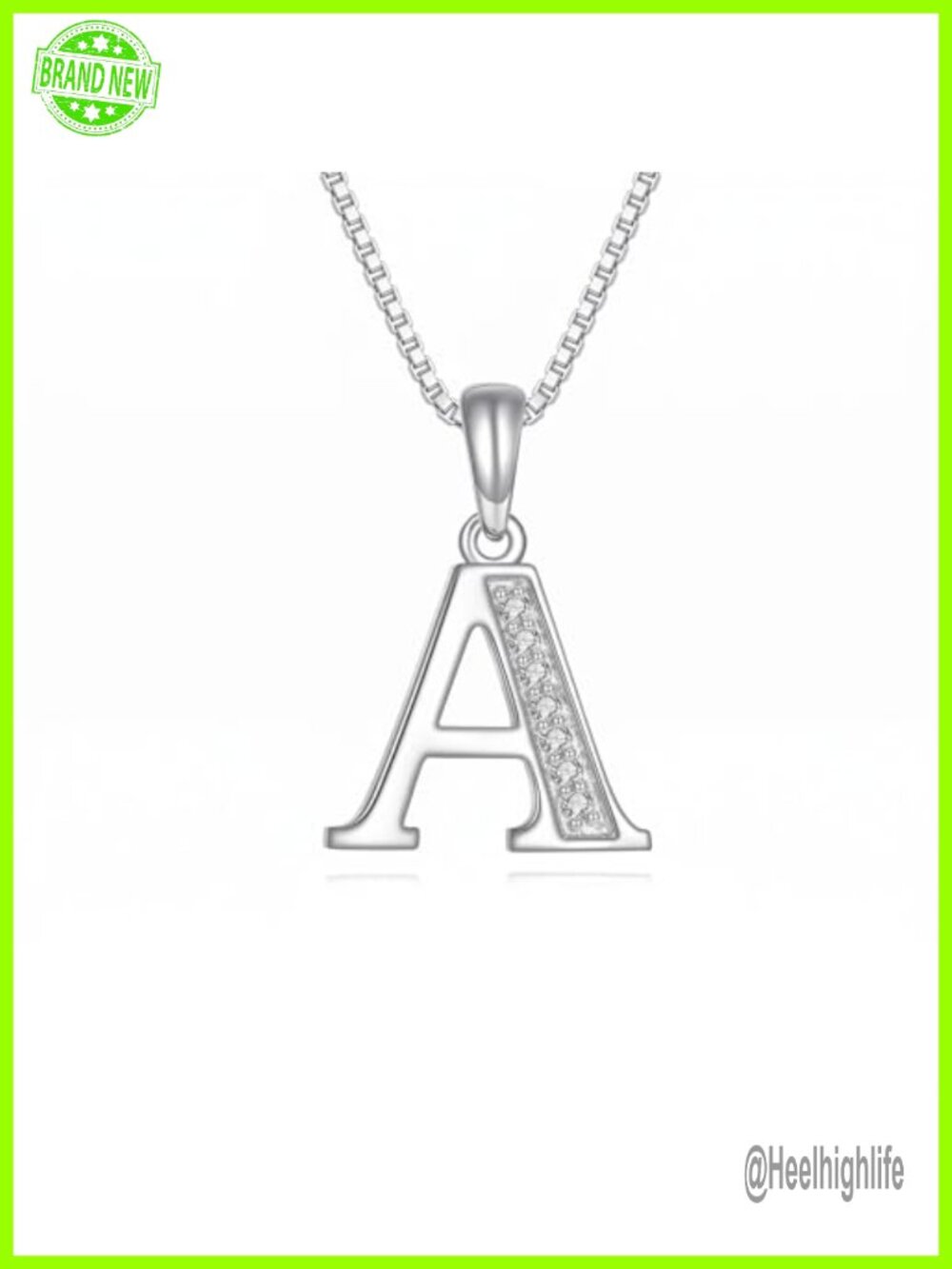 Diamond Initial Necklace Sterling Silver Alphabet Pendant Dainty Letter Jewelry